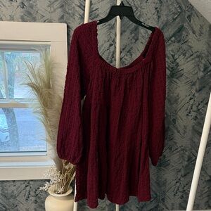 H&M Burgundy Long Sleeve Dress